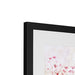 A details from a framed art print showing a black wooden frame and mount a small area of the painting. The framed prints are made from FSC certified wood