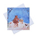 Merry Christmas cards with a bear, rabbit and blackbird singing "We wish you a Merry Christmas" in the woods. These cute Christmas cards are in a pack of 6