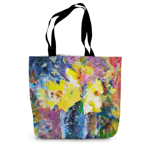 Canvas shopping bag with colourful floral print and 26 inch black carry straps, a perfect canvas shopper