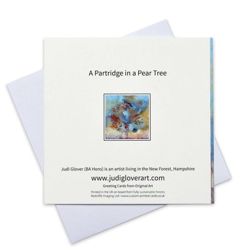 Art Christmas cards by Judi Glover Art. The partridge in a pear tree Christmas Cards are in a set of six and are provided with envelopes