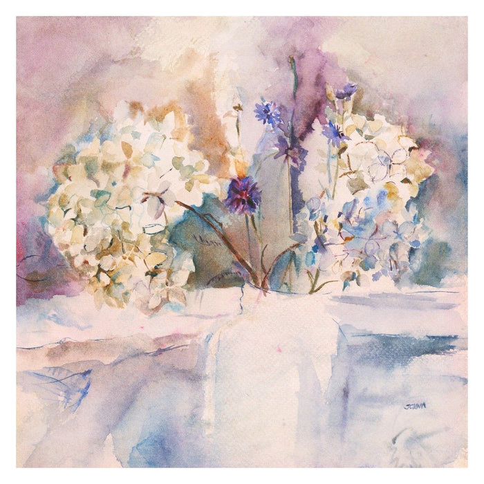Hydrangea print by Judi Glover Art available in various sizes and frames. Each hydrangea art print is printed by hand in the UK. The flower print is printed on giclee paper