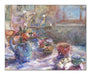 Still life Canvas Print. Canvas Print made from original still life painting of flowers and cups on a table. Canvas Print from original art. Available at Judi Glover Art. Original Painting by Judi Glover. Used for Wall Art. 
