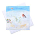 Christmas card pack which includes six different artistic christmas card. This card shows a robin in the snow