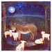 Christmas wall art print for Christmas decor inspired by the Christmas story of lowly animals sheltering together in a stable with a donkey and lambs. The Christmas print is available at www.judigloverart.com