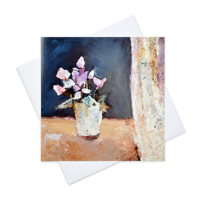 Fine Art Card with Cyclamen made from original art in the UK by Judi Glover Art