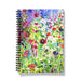 Front cover of the a5 notebook by judigloverart.com. The front cover of the spiral notebook has hollyhocks and daisies making an ideal gift for gardners