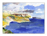 Coastal canvas print made from an original painting of the Jurassic Coast in Dorset, UK. Fine Art Canvas Print made by Judi Glover available at Judi Glover Art. The coastal canvas print shows the blue seas of the coast in Dorset along with the cliffs. The jurassic coast canvas print is made in the uk from original art