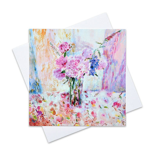 Arty card online at www.judigloverart.com. The greeting card shows beautiful pink peonies in bloom