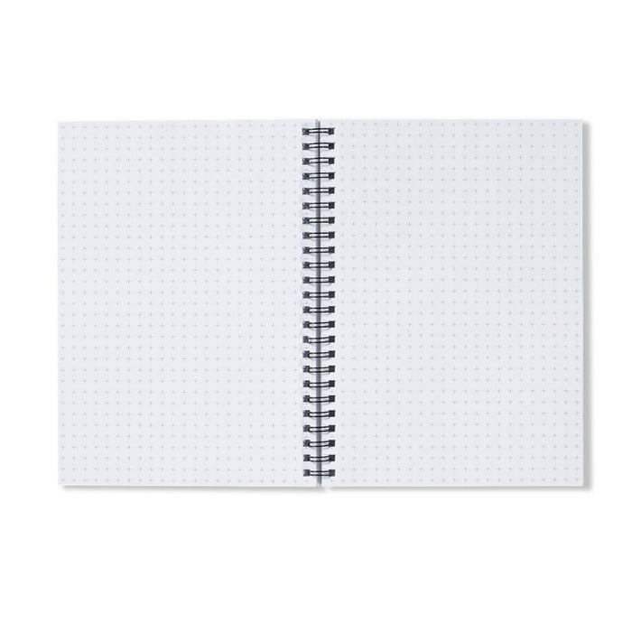 A5 notebook with graph paper from judi glover art. The spiral notebook includes a document pocket and shows poppies on the front cover