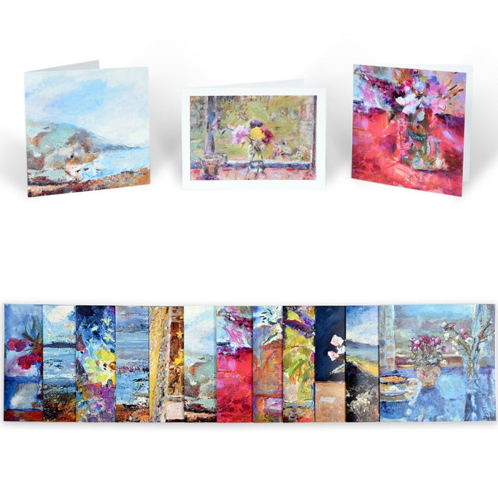 Set of Greetings Cards available at Judi Glover Art. Each card in the packs of greetings cards is blank inside and provided with Envelopes. Original art greeting card sets available online at Judi Glover Art