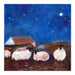 A sheep wall art canvas print. Art canvas print of sheep under the stars. Available in 30 x 30, 40 x 40, 50 x 50. The print of sheep can be bought as an unframed canvas print. The print of sheep can be framed in white. Available from UK Artist Judi Glover at Judi Glover Art.