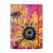 Beautiful notebook with a cover showing sunflowers with a pink background. The floral notebook by Judi Glover Art has 120 lined pages and is A5 in size 