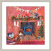 Christmas print available at www.judigloverart.com. The Christmas decor and Christmas wall art is framed in light grey and shows a dog by a fireplace on the night before christmas