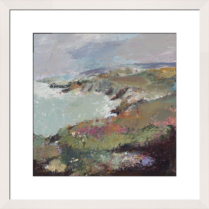 Coastal Art Print. Coastal Print made from original painting of a coastal view of Porthgain, near St Davids in Wales. Framed prints from original art. Available at Judi Glover Art. Original Painting by Judi Glover. Used for Wall Art. 
