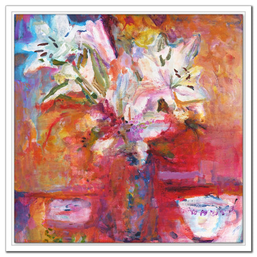 Floral Canvas Print of White Lilies available at Judi Glover Art. The Lilies Canvas Print is from a painting of lilies and is made into a canvas print to buy online at Judi Glover Art
