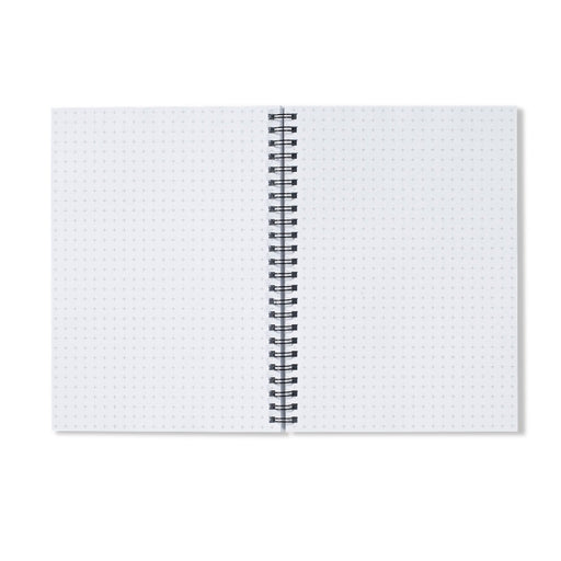 Inside paper of the grid notebook. Each A5 notebook is a spiral notebook with 120 pages