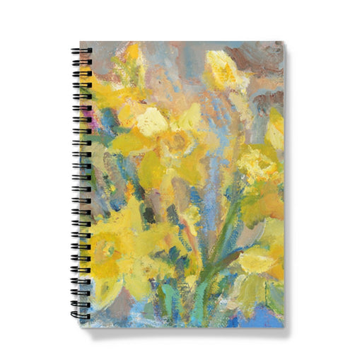 Daffodils of Spring were the inspiration for this bright spiral notebook A5 available at www.judigloverart.com. Each A5 notebook is available as a lined notebook or grid notebook